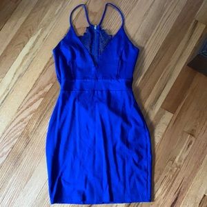 Windsor blue mini dress, lace back, size small